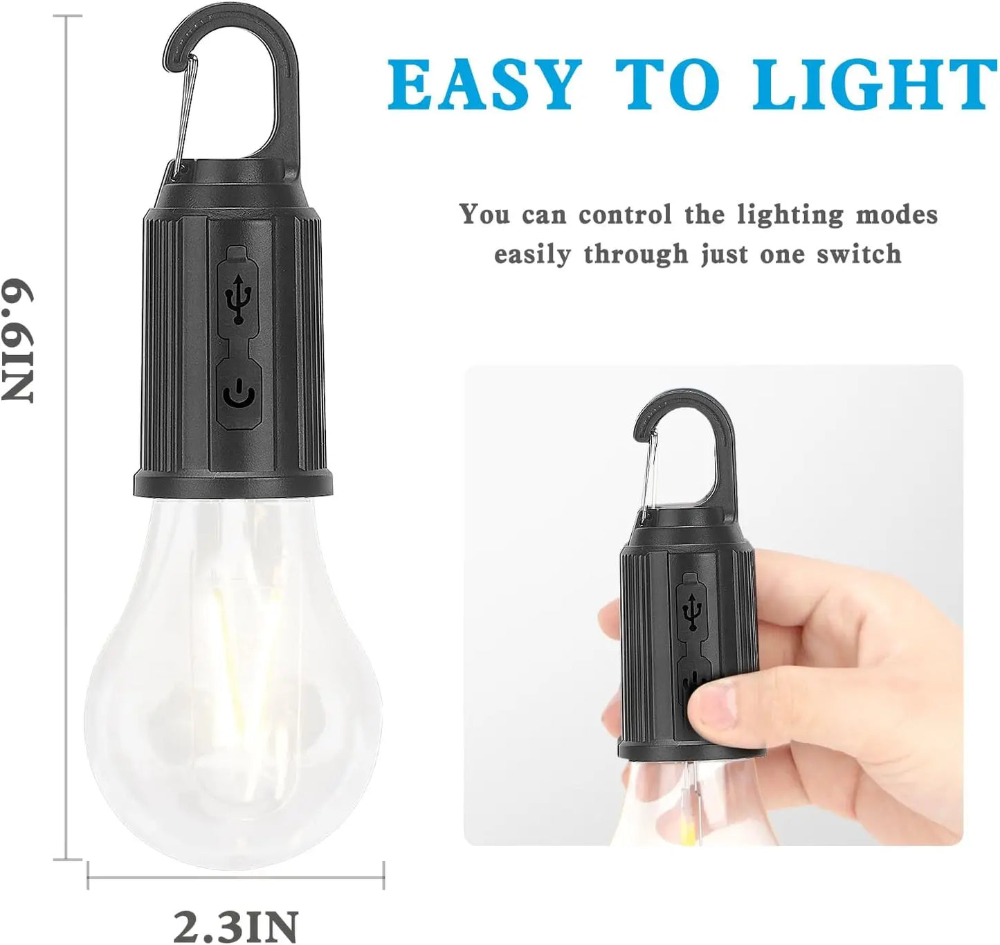 Outdoor USB Rechargeable LED Lamp Bulbs High Brightness Emergency Light Hook Up Camping Fishing Portable Lantern Night Lights