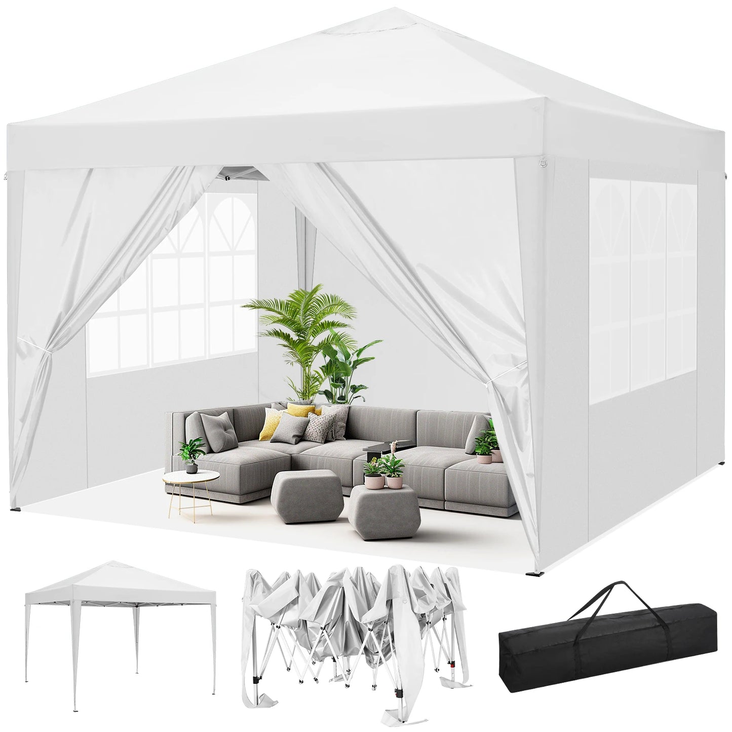 COBIZI Pop Up Canopy Tent With Sidewalls Waterproof
