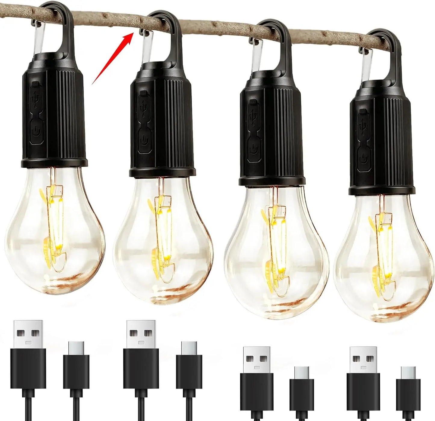 Outdoor USB Rechargeable LED Lamp Bulbs High Brightness Emergency Light Hook Up Camping Fishing Portable Lantern Night Lights