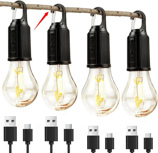 Outdoor USB Rechargeable LED Lamp Bulbs High Brightness Emergency Light Hook Up Camping Fishing Portable Lantern Night Lights