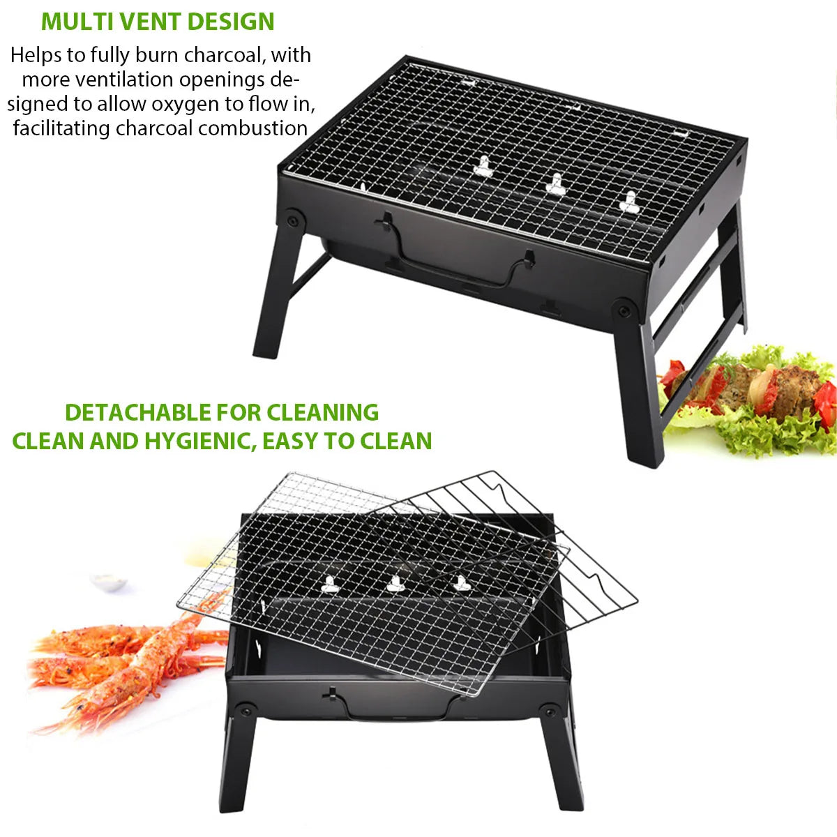 Portable Charcoal Grill Stainless Steel Mini BBQ Kit Outdoor