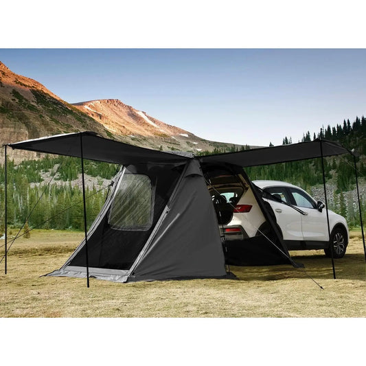 SUV Car Tent, Tailgate Shade Awning Tent for Camping, Vehicle Camping Tents Outdoor Travel (Black) story 2