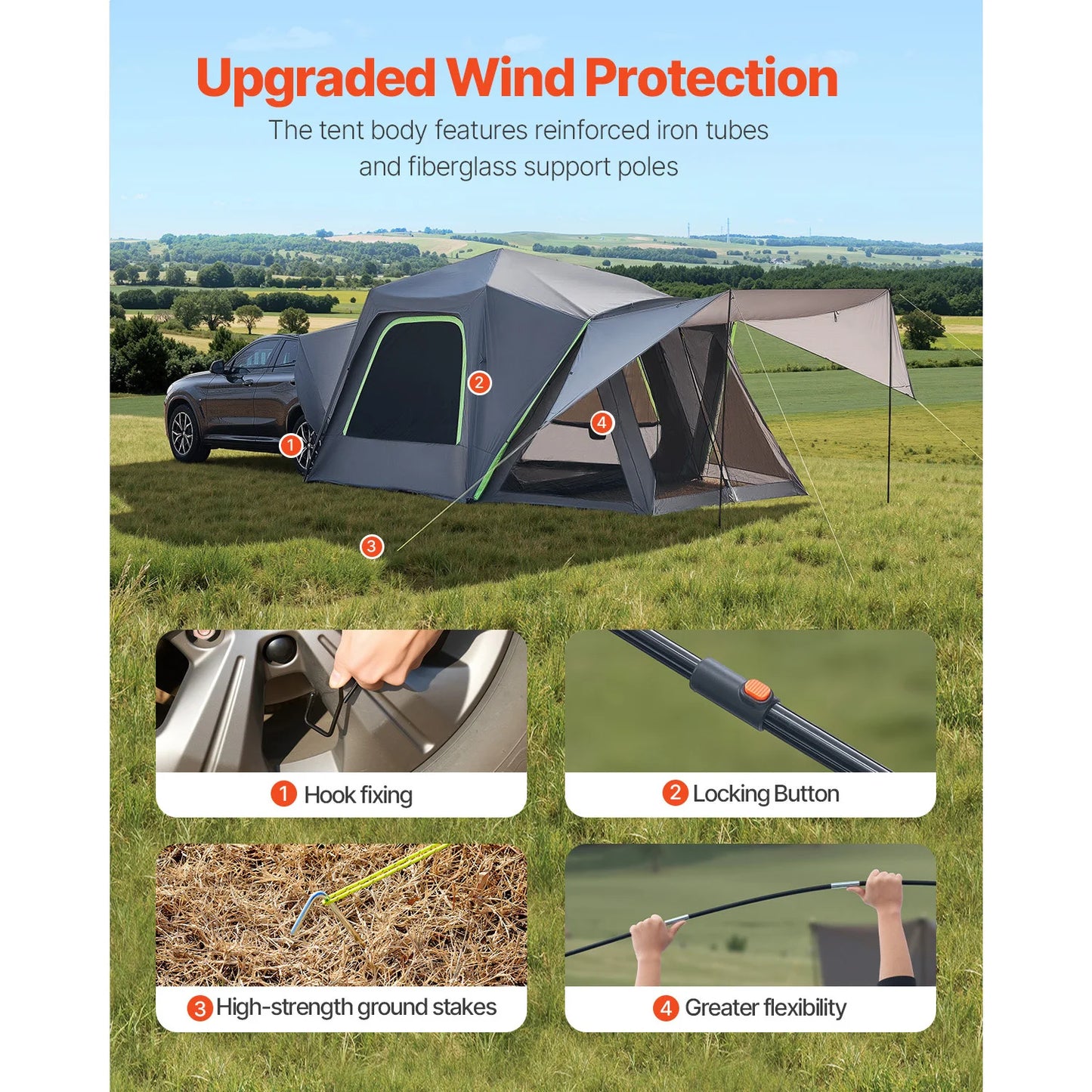 SucceBuy SUV Tent For Camping Waterproof Mesh Windows