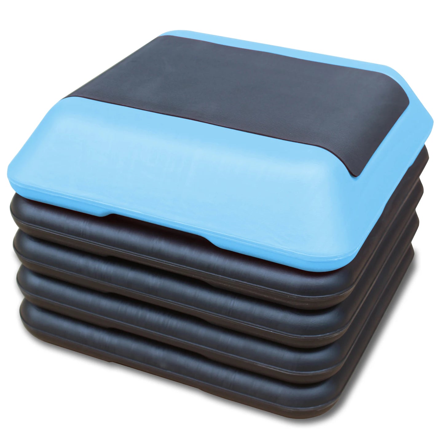 Height Adjustable Step Aerobics Platform Fitness Equipment Stepper Trainer Exercise Step Platform with 4 Riser Blue