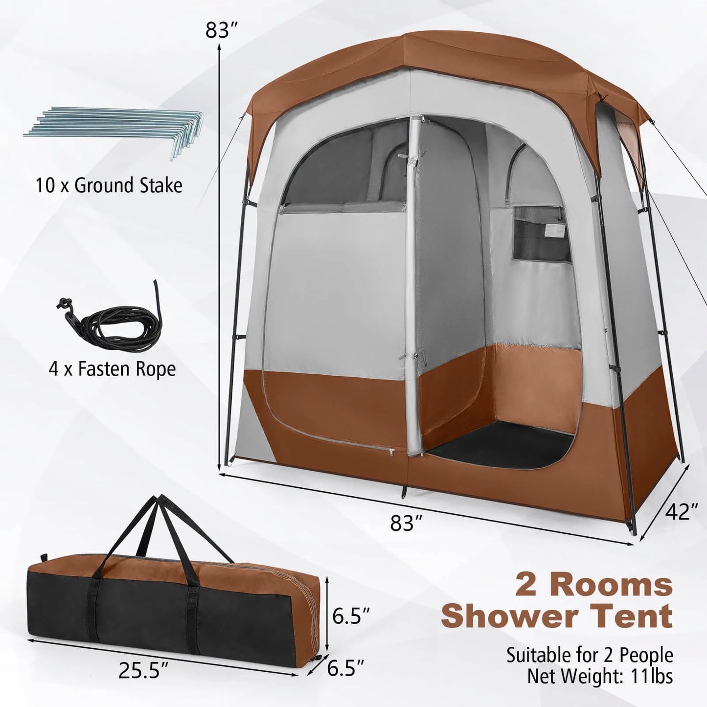 Building 2 Room Shower Tent Privacy Shelter Portable Toilet