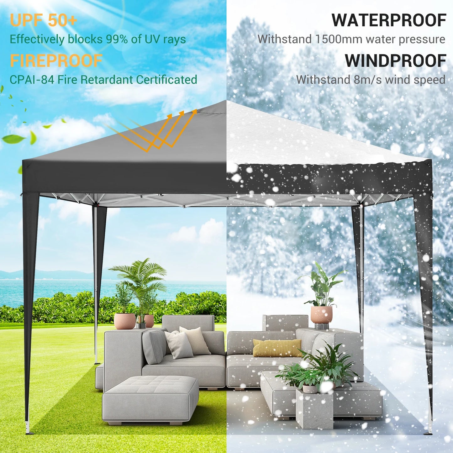 COBIZI Canopy Tent With Sidewalls Waterproof Shelter