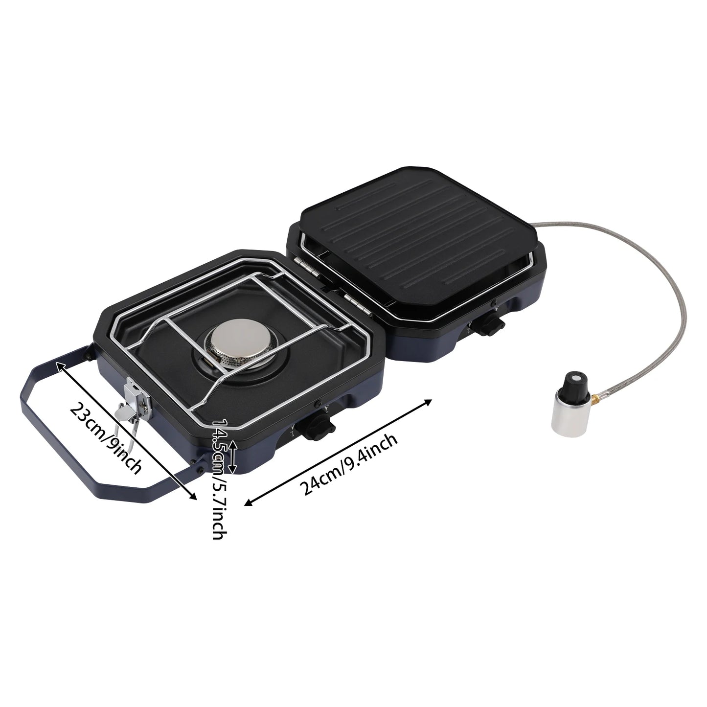 Camping Stove with Grill Pan, Foldable Camp Stove, 2-Burners Portable Stove for Camping, BBQ