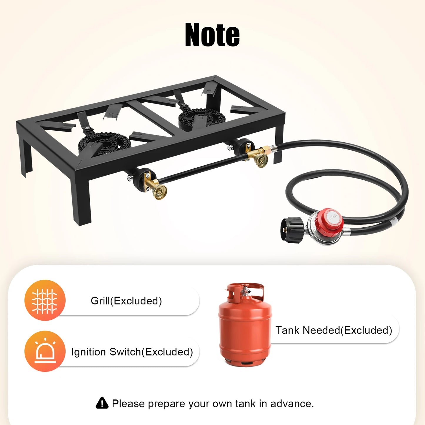 8000 W Camping Double Burner Stove, Portable Outdoor Gas Stove Propane Cooker with Regulator Hose (0-10PSI), for Camping, BBQ