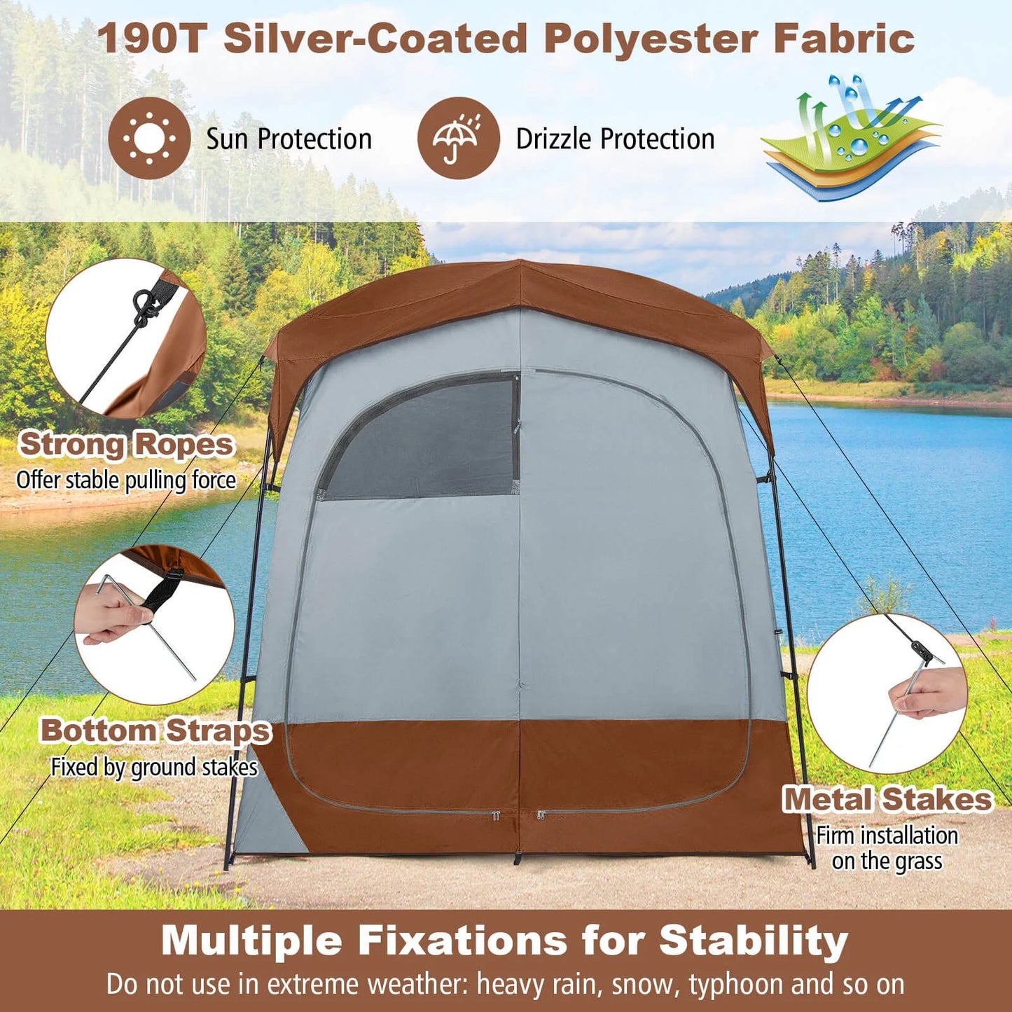 Building 2 Room Shower Tent Privacy Shelter Portable Toilet