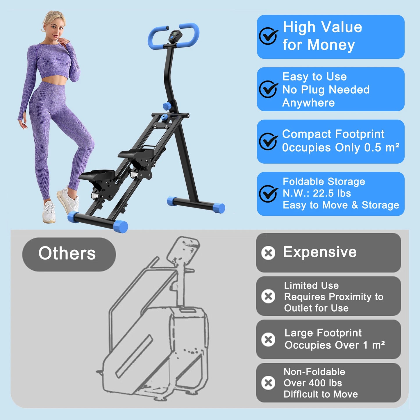 Stair Stepper Climber Machine Vertical Handlebar Workout