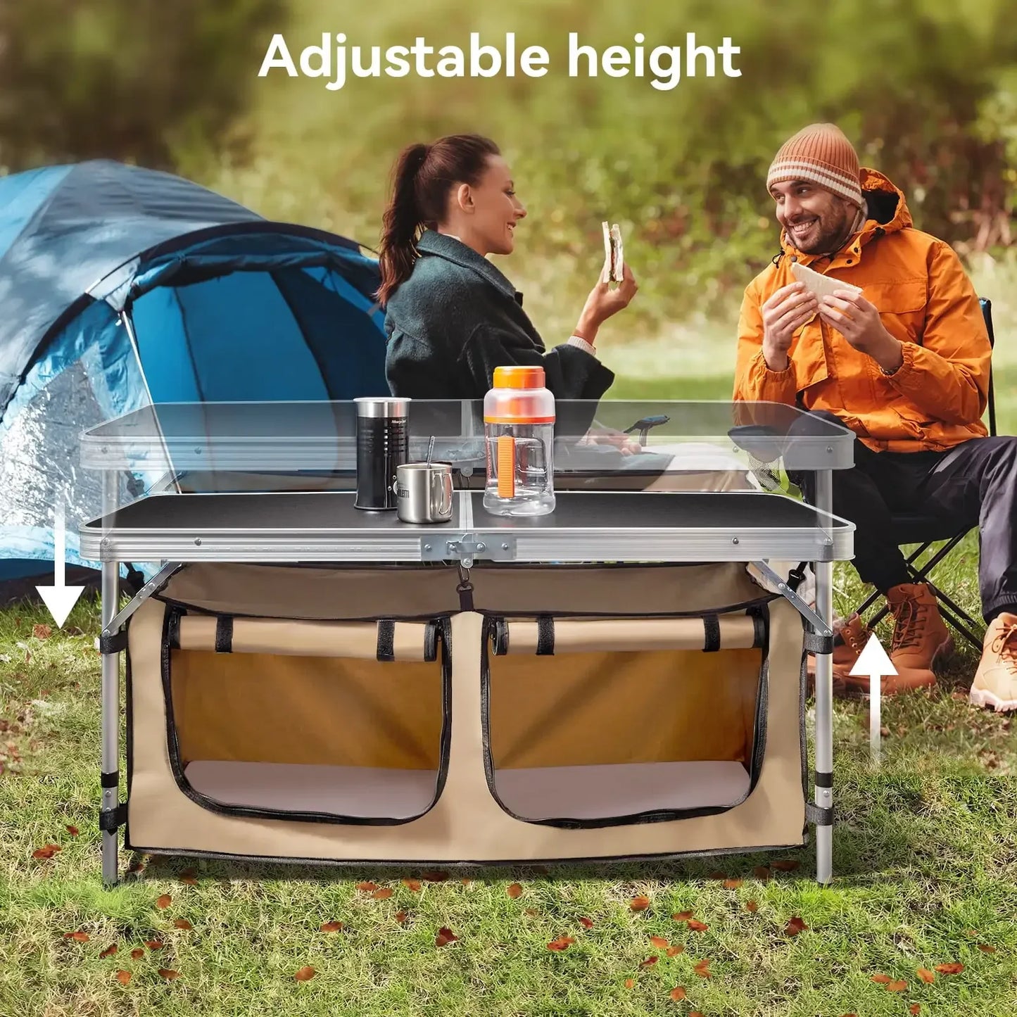 Hign Concerned Aluminum Folding Camp Table With Storage