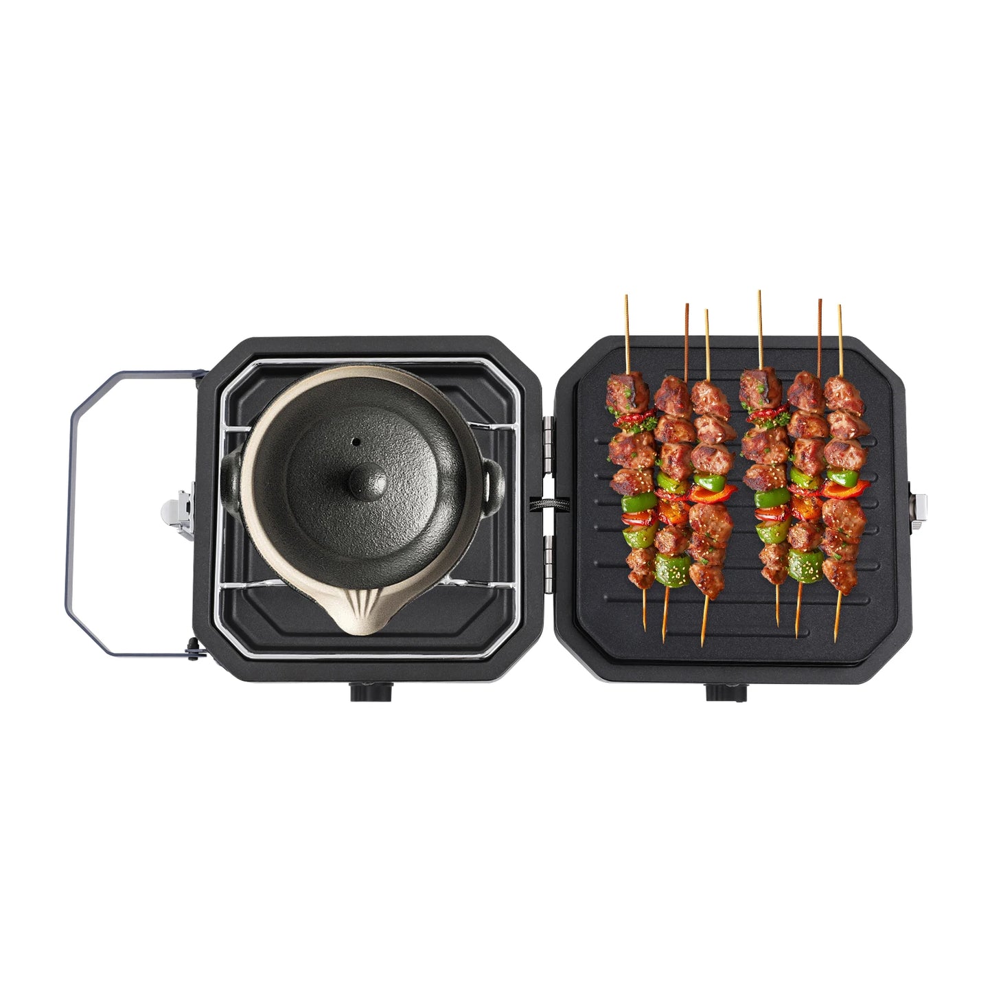 Camping Stove with Grill Pan, Foldable Camp Stove, 2-Burners Portable Stove for Camping, BBQ