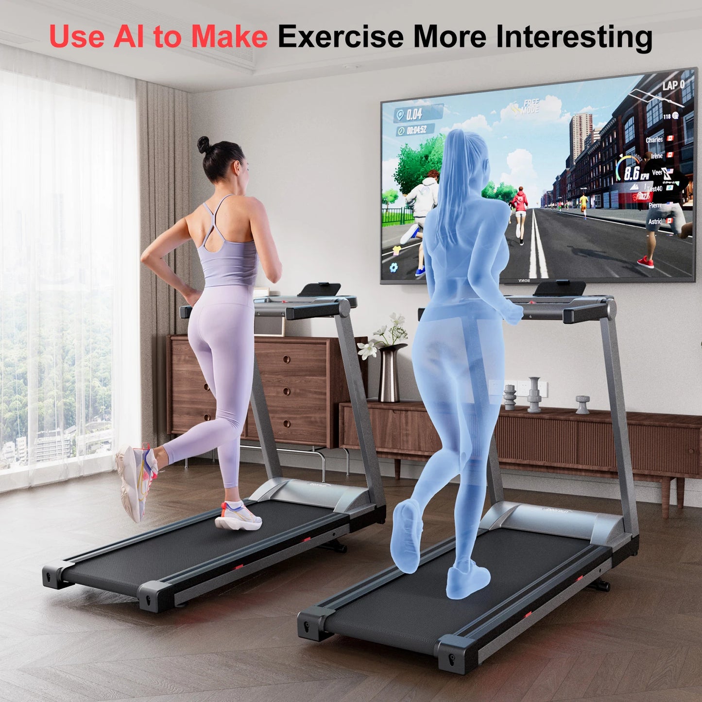 Superun Foldable Incline Treadmill With Touch Screen