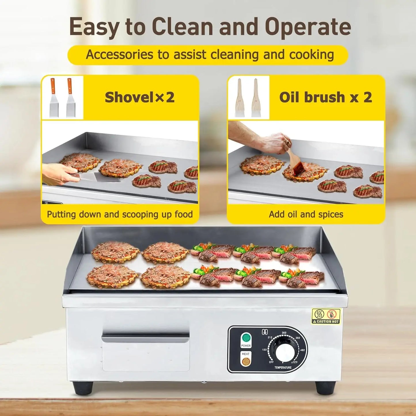 HiMISS Electric Griddle Outdoor Nonstick Plate 3600W