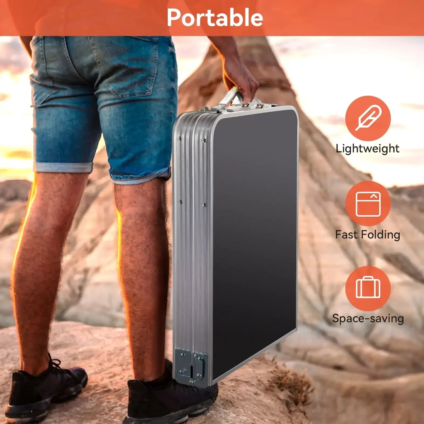 Hign Concerned Aluminum Folding Camp Table With Storage