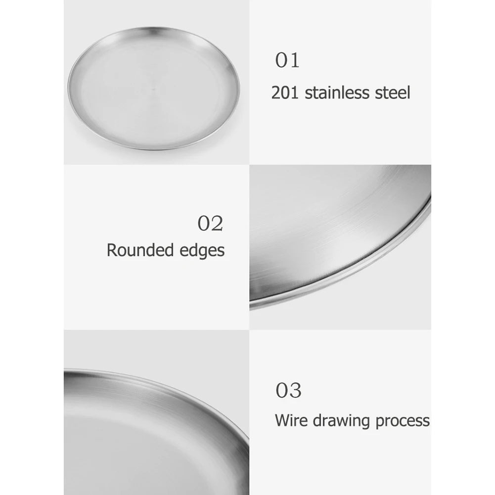 Stainless Steel Camping Plates Reusable Dinner Dishes