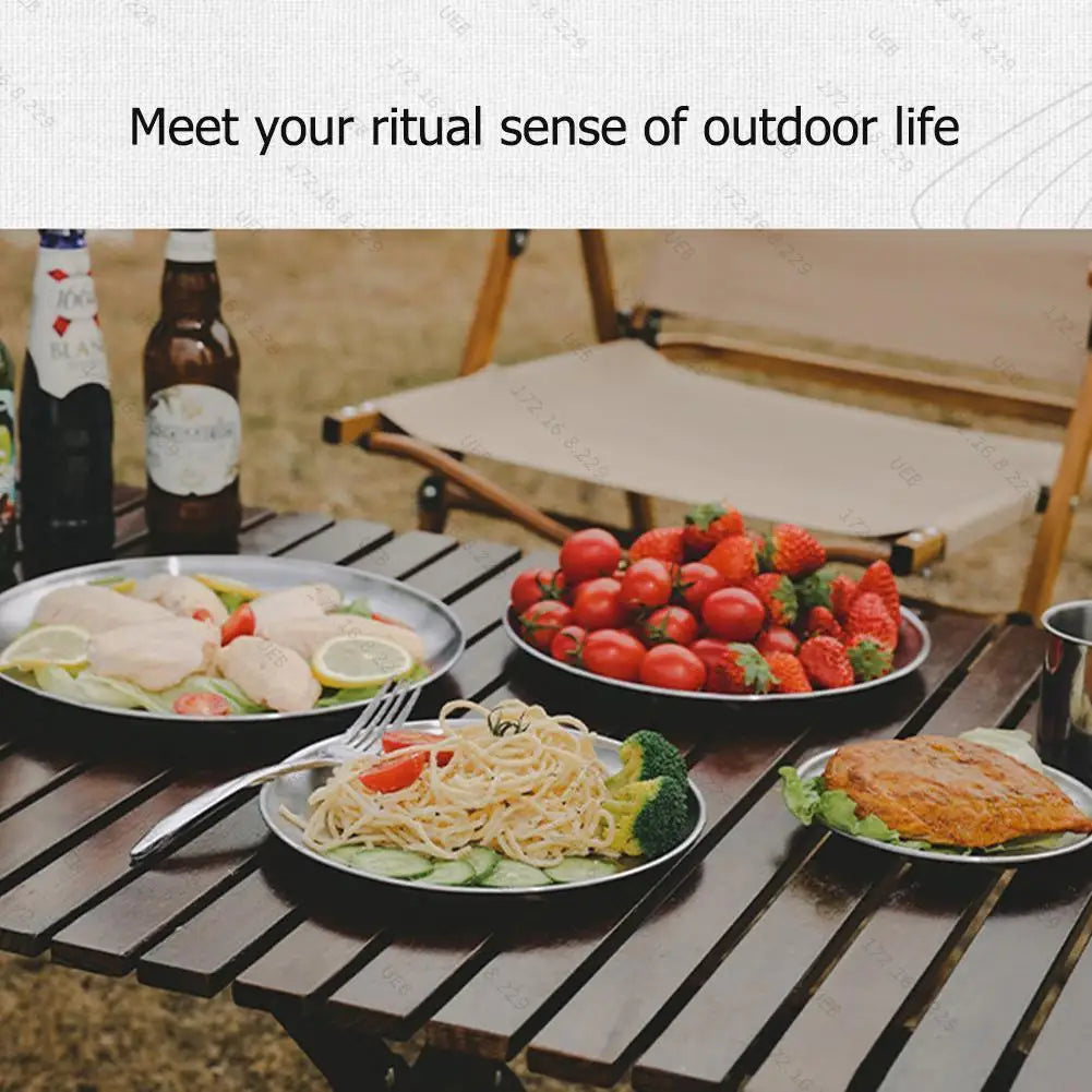 Stainless Steel Camping Plates Reusable Dinner Dishes