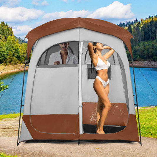 Building 2 Room Shower Tent Privacy Shelter Portable Toilet