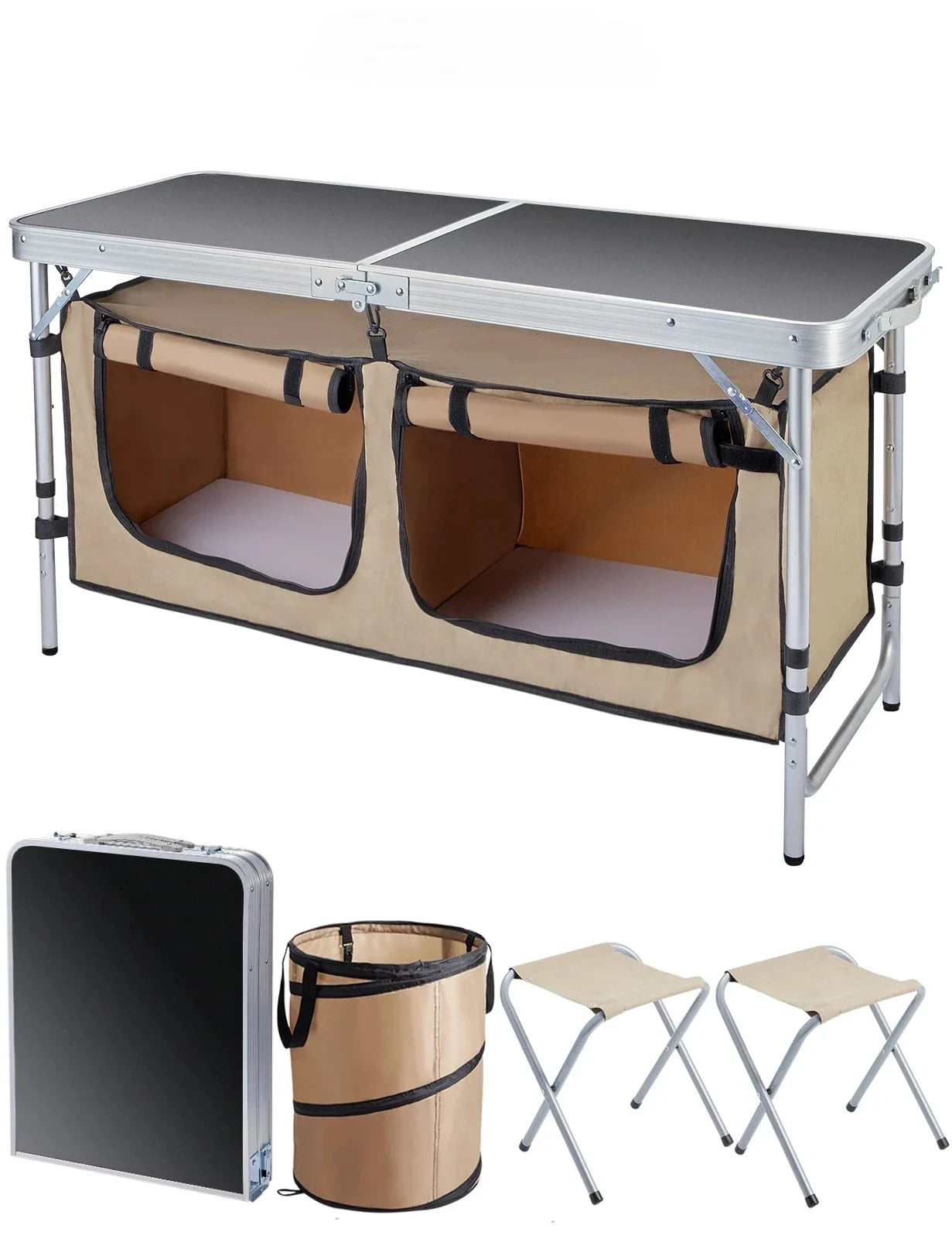 Hign Concerned Aluminum Folding Camp Table With Storage