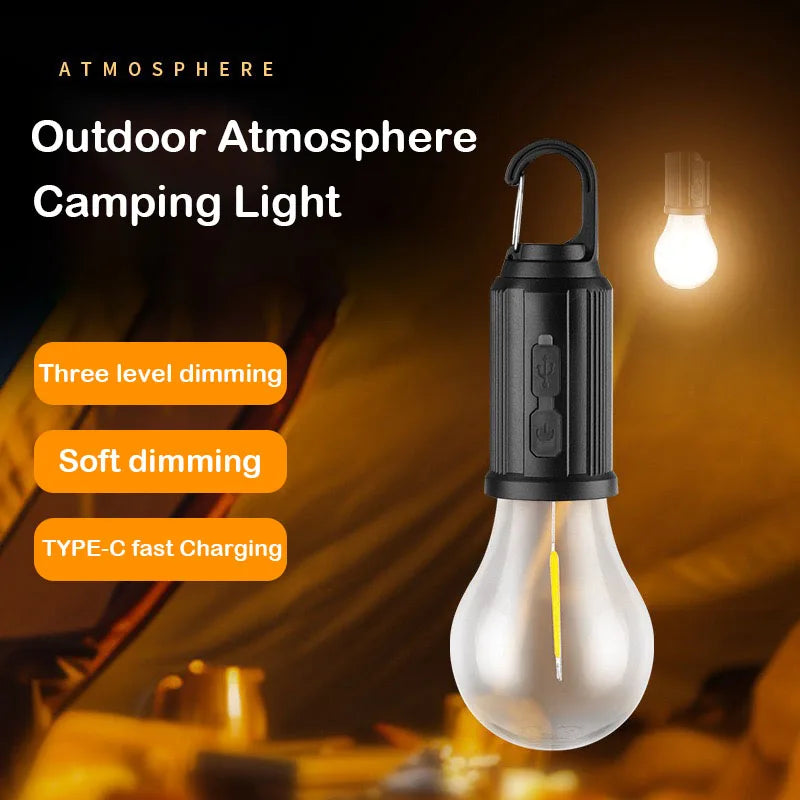 Outdoor USB Rechargeable LED Lamp Bulbs High Brightness Emergency Light Hook Up Camping Fishing Portable Lantern Night Lights