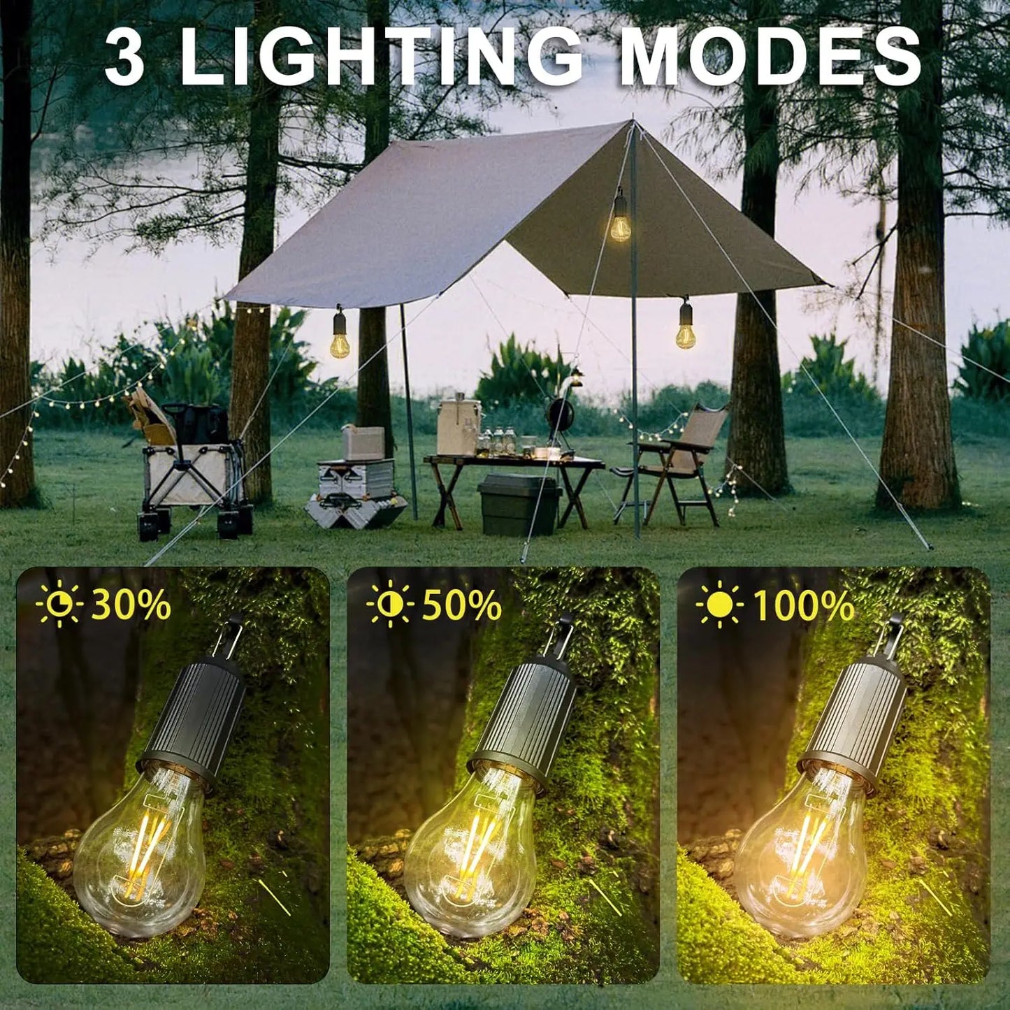 Outdoor USB Rechargeable LED Lamp Bulbs High Brightness Emergency Light Hook Up Camping Fishing Portable Lantern Night Lights