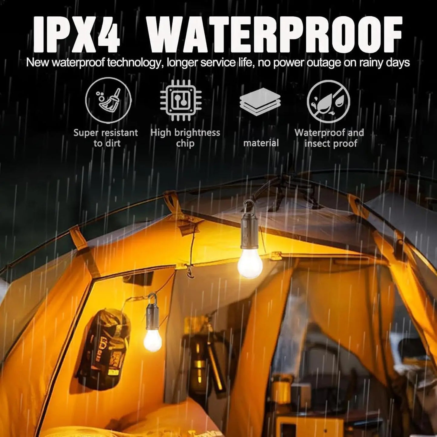 Outdoor USB Rechargeable LED Lamp Bulbs High Brightness Emergency Light Hook Up Camping Fishing Portable Lantern Night Lights