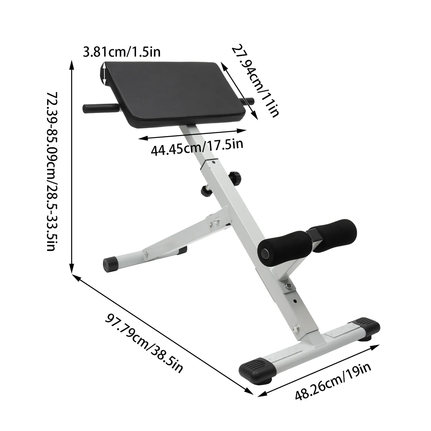 Hyperextension Bench  Adjustable Roman Chair for Home Workout, Back Extension Machine Up to 330 lbs Weight Capacity