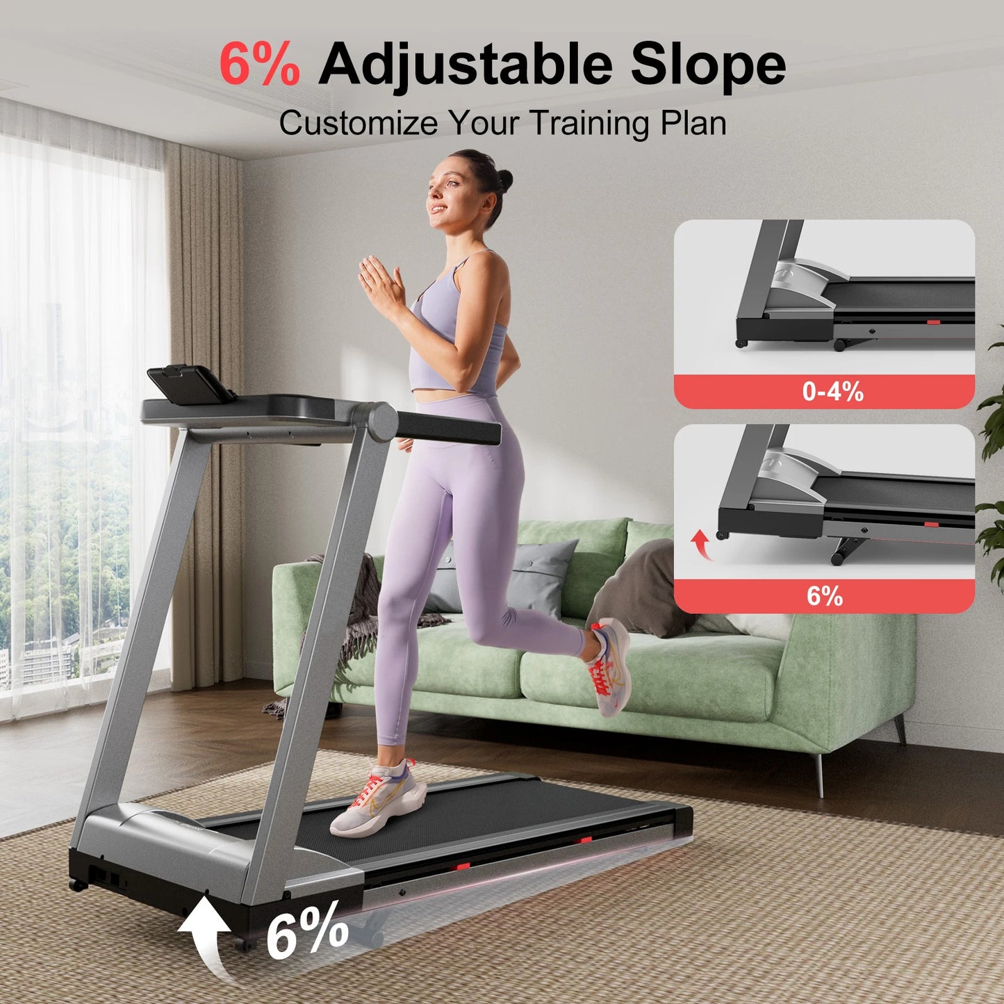 Superun Foldable Incline Treadmill With Touch Screen
