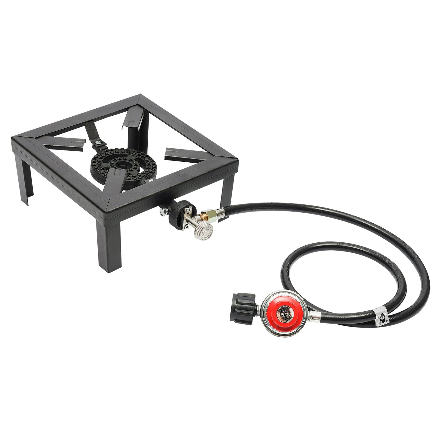 Portable Single Burner Gas Stove Outdoor Propane Cooker with Adjustable 0-20Psi Regulator Hose for Patio Camping, BBQ