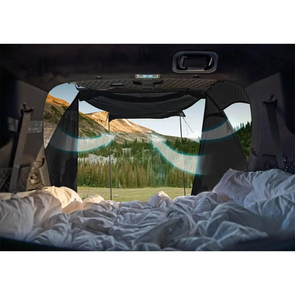 SUV Car Tent, Tailgate Shade Awning Tent for Camping, Vehicle Camping Tents Outdoor Travel (Black) story 2