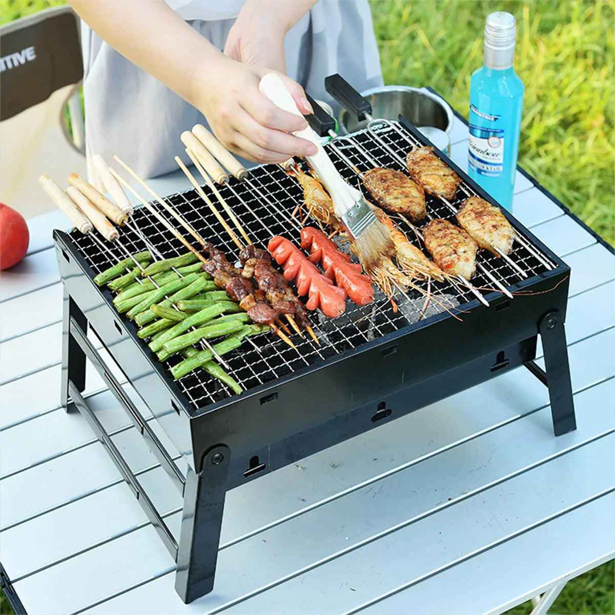 Portable Charcoal Grill Stainless Steel Mini BBQ Kit Outdoor