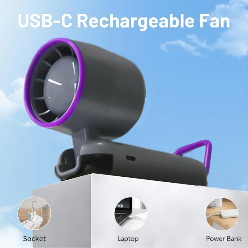 Foldable USB Charging Fan Strong Wind Outdoor Fan Digital Display Portable Fan for Outdoor Camping Trips