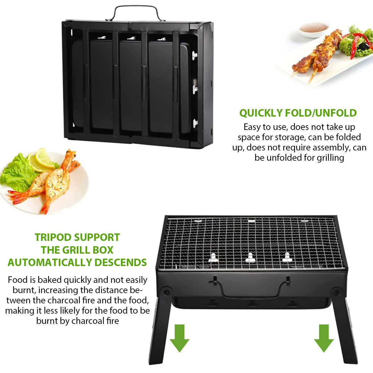 Portable Charcoal Grill Stainless Steel Mini BBQ Kit Outdoor