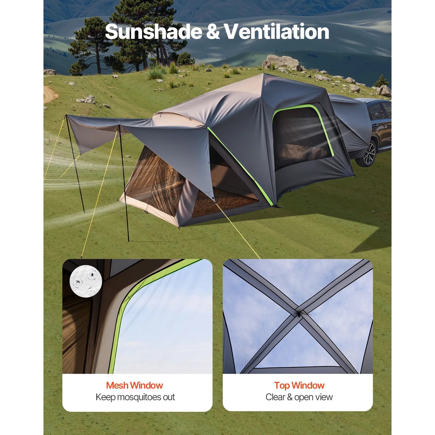 SucceBuy SUV Tent For Camping Waterproof Mesh Windows