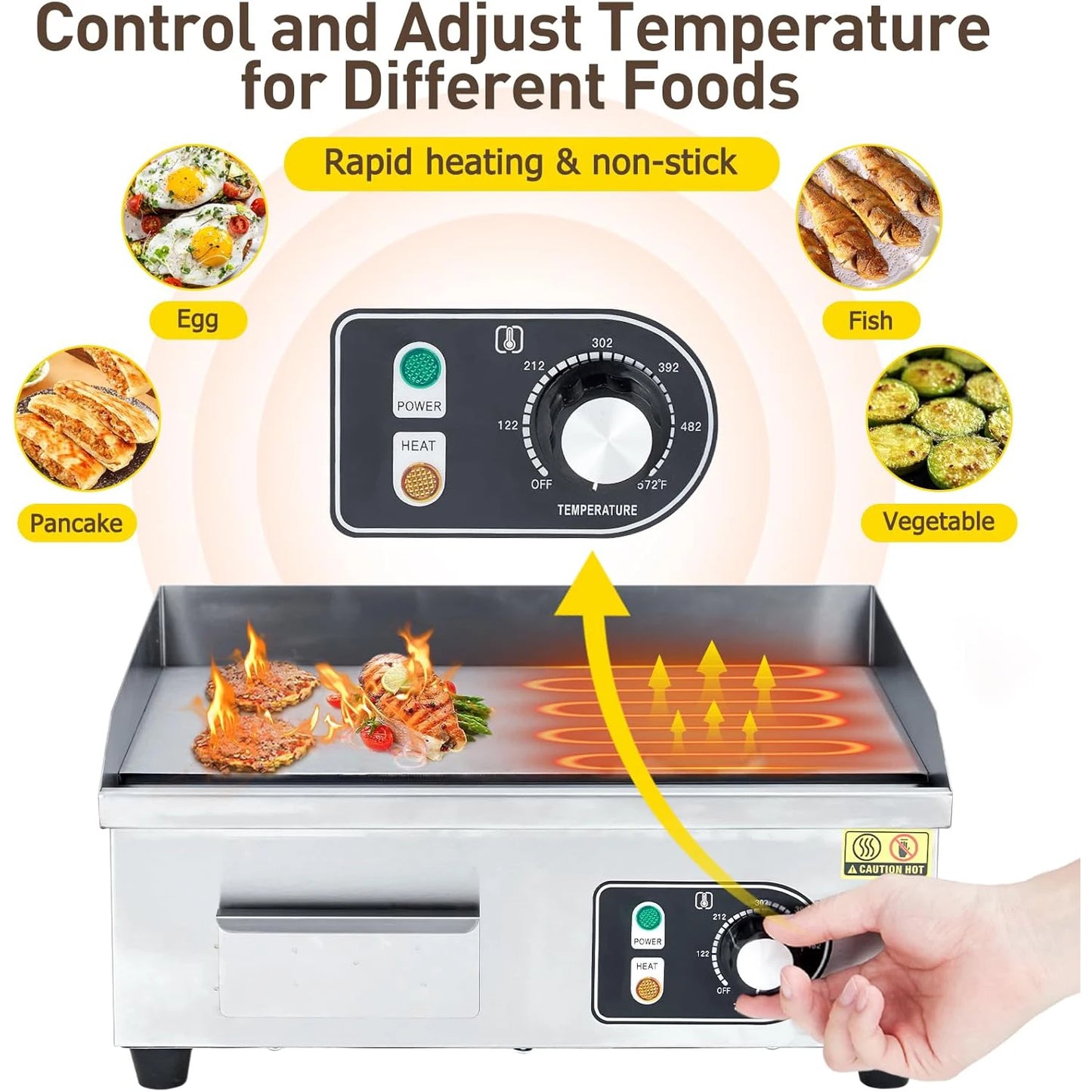 HiMISS Electric Griddle Outdoor Nonstick Plate 3600W