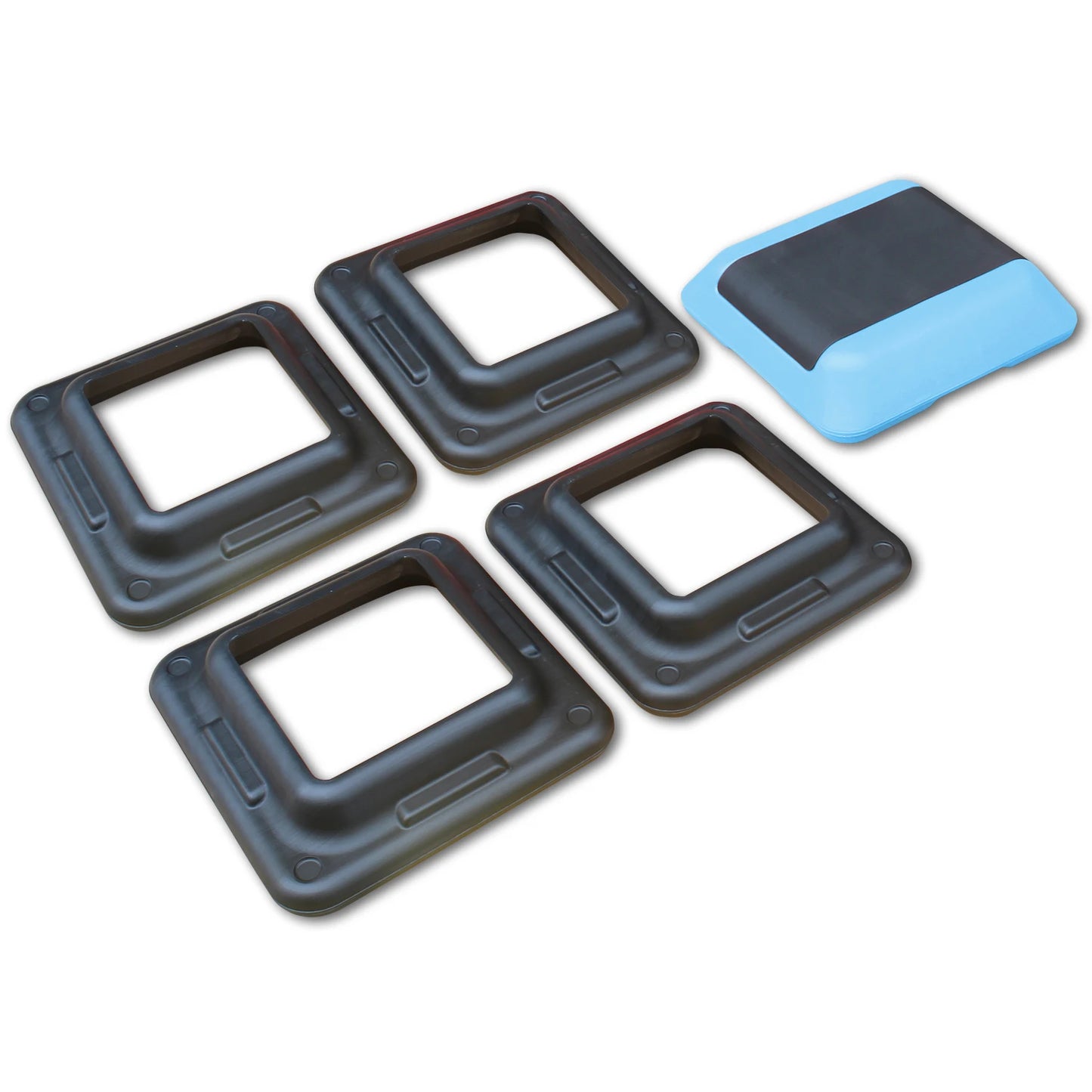 Height Adjustable Step Aerobics Platform Fitness Equipment Stepper Trainer Exercise Step Platform with 4 Riser Blue