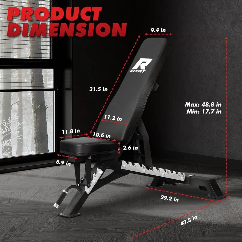 Marketplace25 RITFIT Adjustable Weight Bench For Home Gym